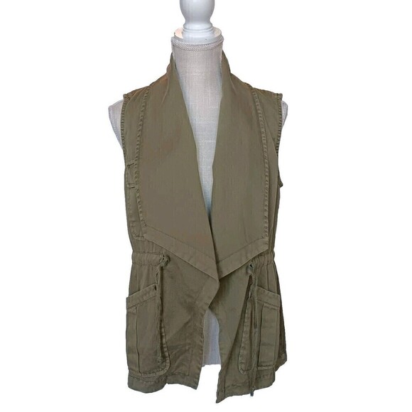 Sanctuary Olive Green Shawl Collar Waist Tie Vest Women's Size S - Picture 1 of 8